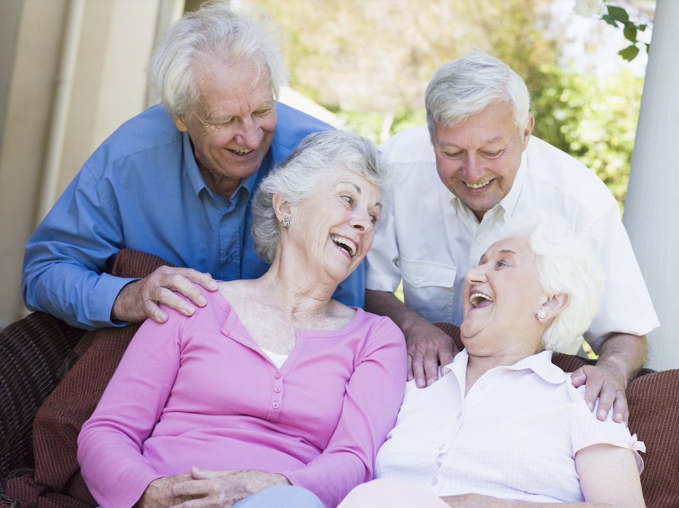 Seniors chatting and laughing