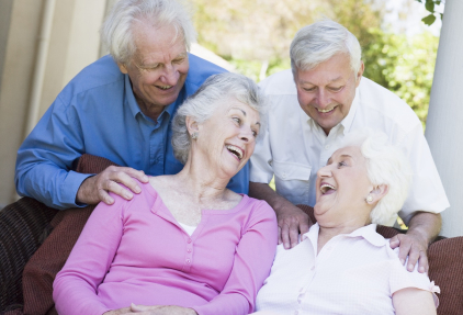 Seniors chatting and laughing