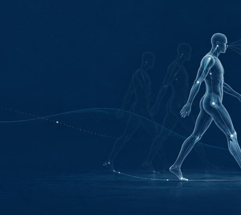 Illustration of human movement, visual perception, and robotic assistance